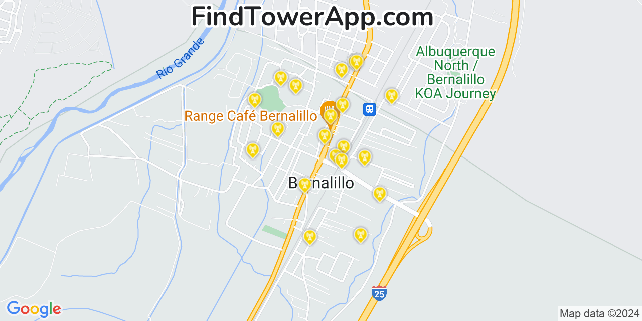 AT&T 4G/5G cell tower coverage map Bernalillo, New Mexico
