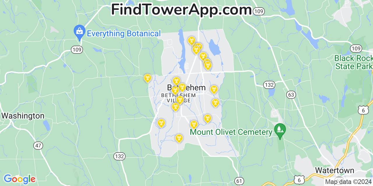 Verizon 4G/5G cell tower coverage map Bethlehem Village, Connecticut