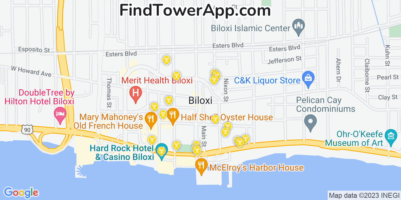 T-Mobile 4G/5G cell tower coverage map Biloxi, Mississippi