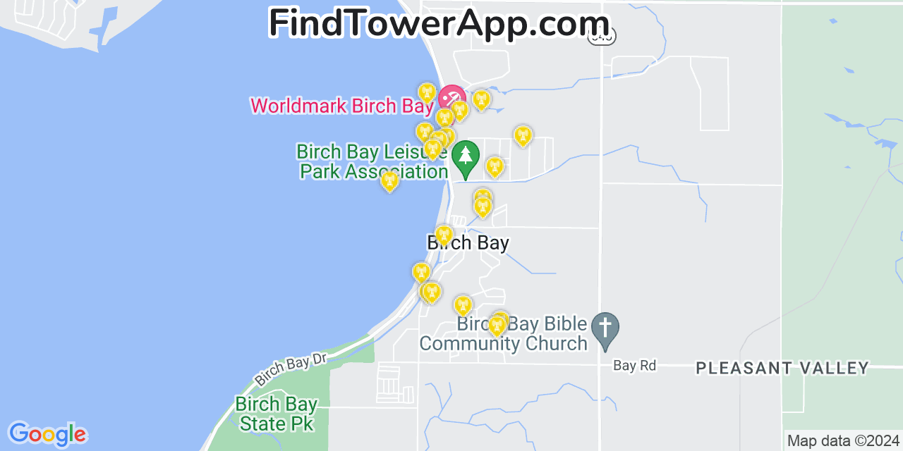 AT&T 4G/5G cell tower coverage map Birch Bay, Washington