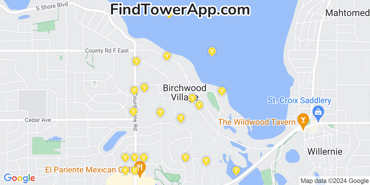 AT&T 4G/5G cell tower coverage map Birchwood, Minnesota