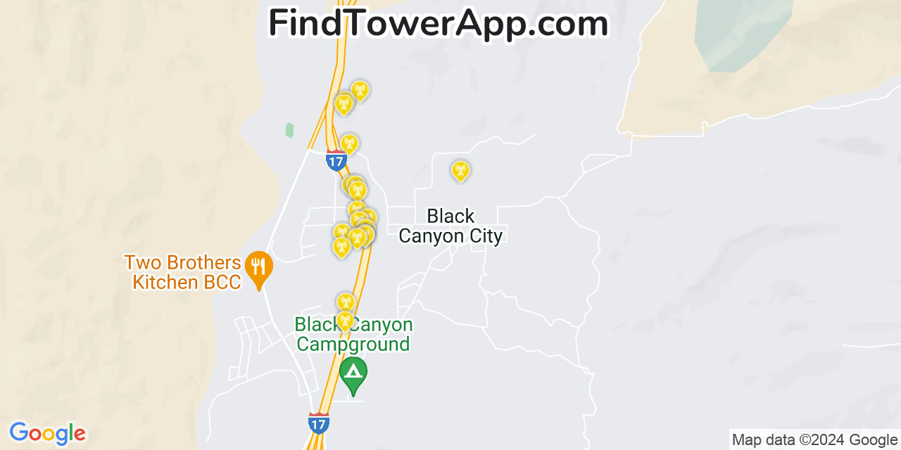 Verizon 4G/5G cell tower coverage map Black Canyon City, Arizona