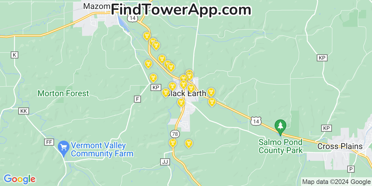 T-Mobile 4G/5G cell tower coverage map Black Earth, Wisconsin