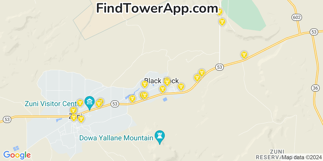 AT&T 4G/5G cell tower coverage map Black Rock, New Mexico