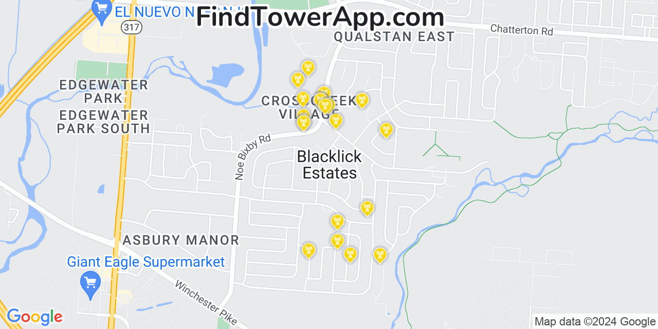 Verizon 4G/5G cell tower coverage map Blacklick Estates, Ohio