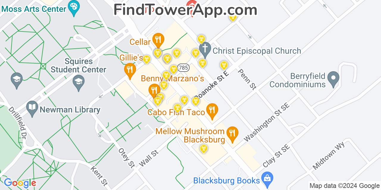 T-Mobile 4G/5G cell tower coverage map Blacksburg, Virginia