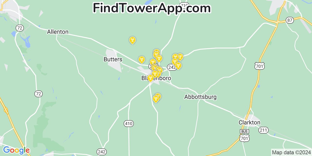 T-Mobile 4G/5G cell tower coverage map Bladenboro, North Carolina