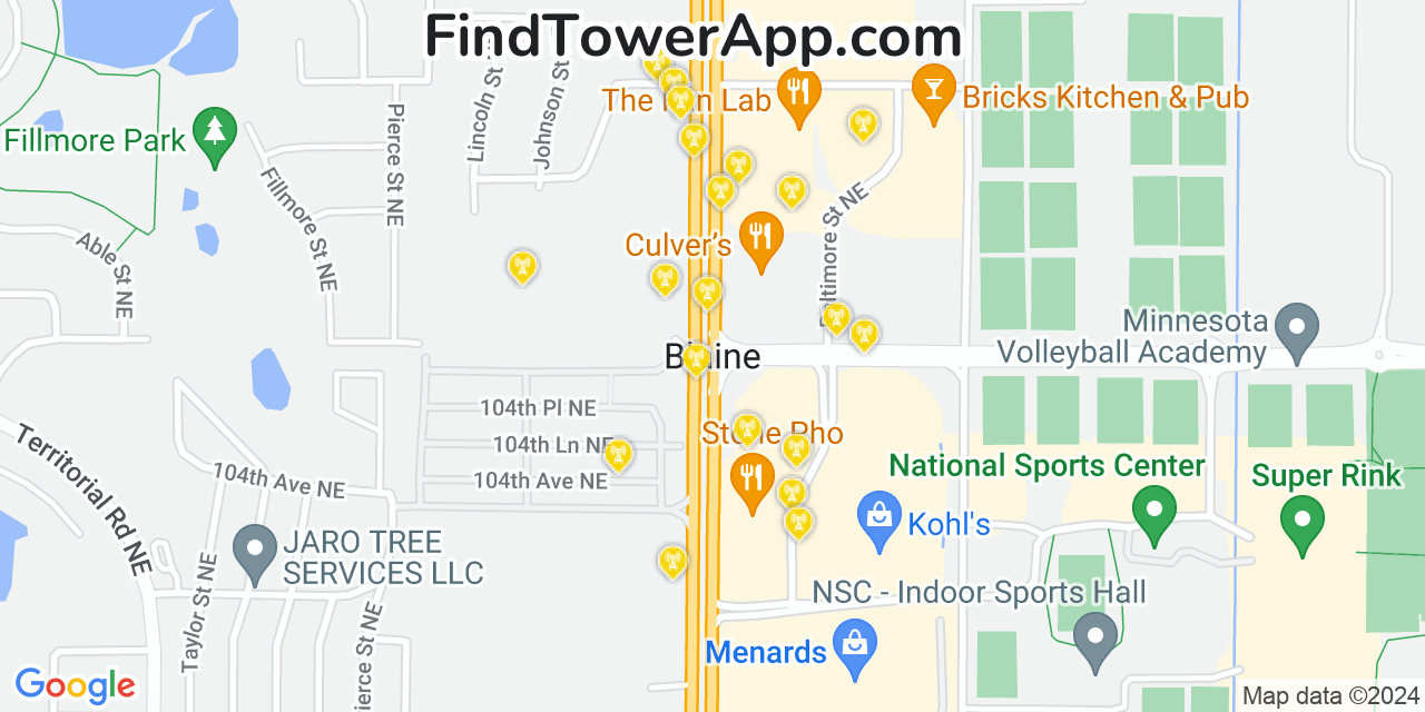 T-Mobile 4G/5G cell tower coverage map Blaine, Minnesota