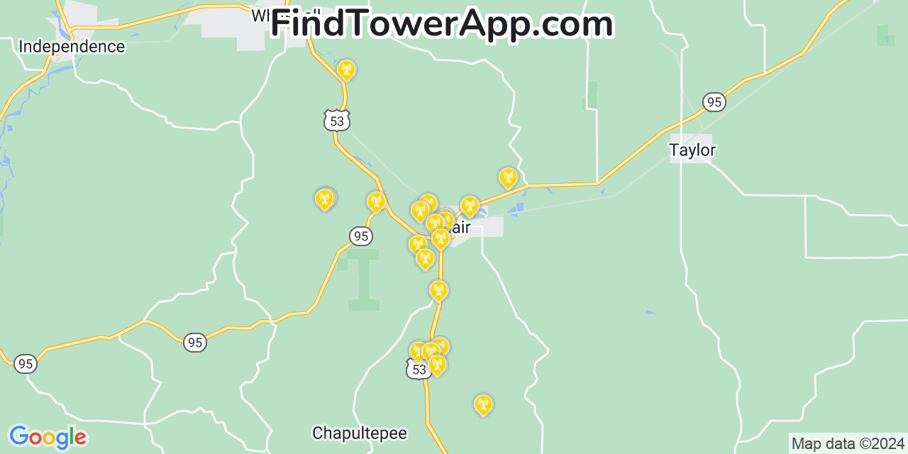 AT&T 4G/5G cell tower coverage map Blair, Wisconsin