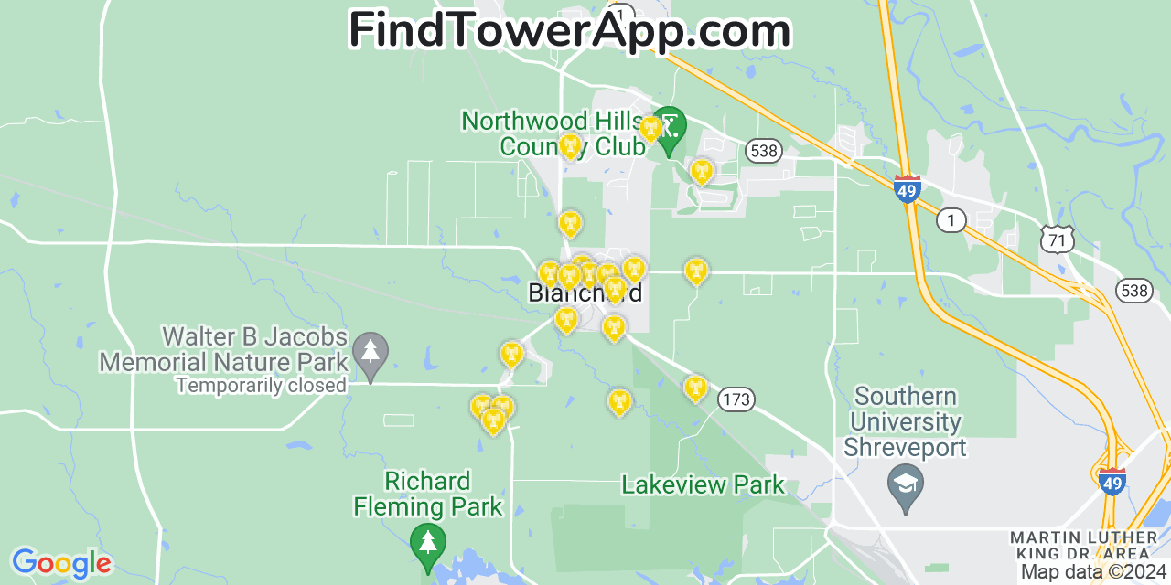 T-Mobile 4G/5G cell tower coverage map Blanchard, Louisiana
