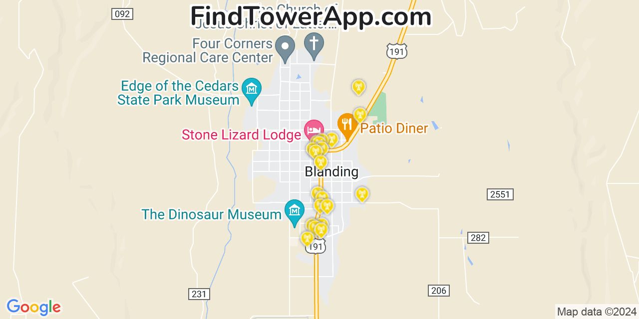 T-Mobile 4G/5G cell tower coverage map Blanding, Utah