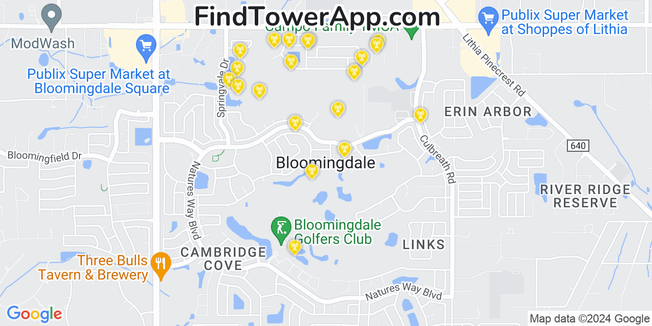T-Mobile 4G/5G cell tower coverage map Bloomingdale, Florida