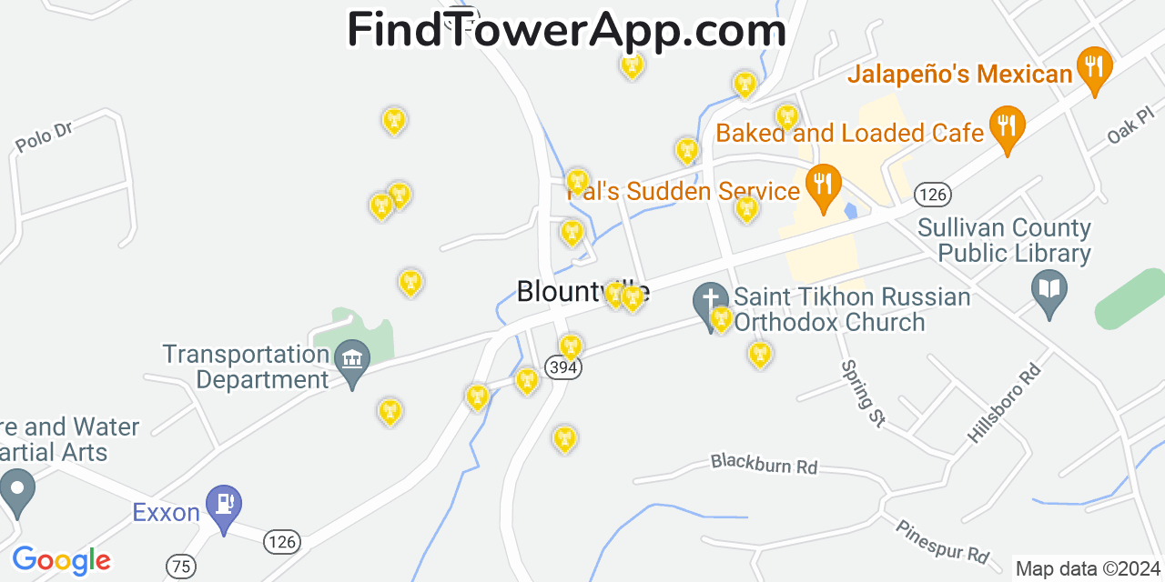 T-Mobile 4G/5G cell tower coverage map Blountville, Tennessee