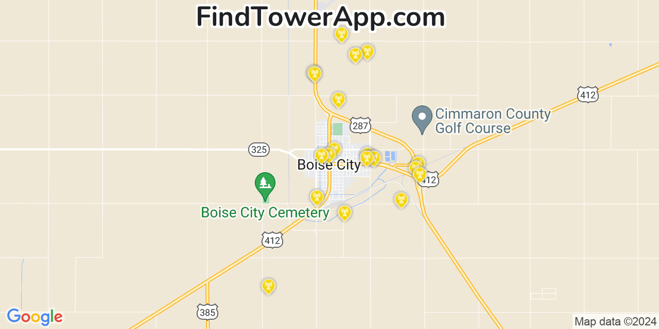 AT&T 4G/5G cell tower coverage map Boise City, Oklahoma