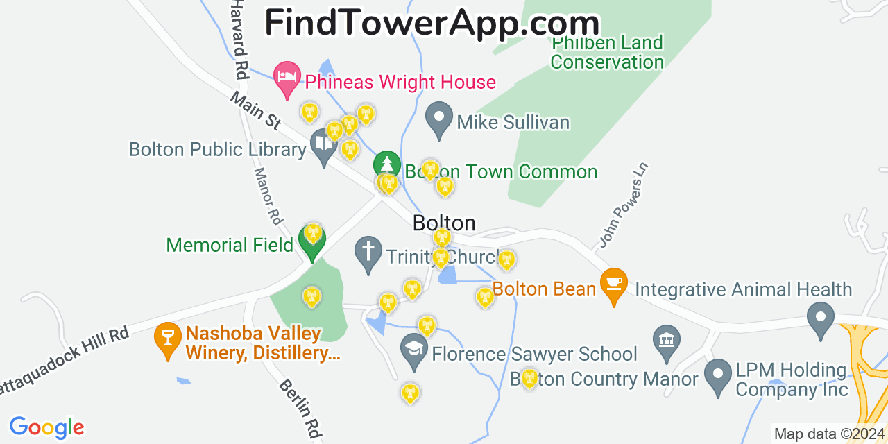 AT&T 4G/5G cell tower coverage map Bolton, Massachusetts