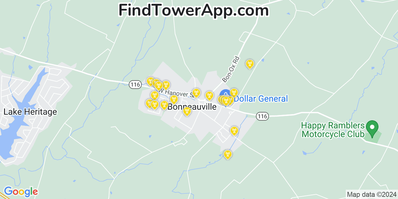 AT&T 4G/5G cell tower coverage map Bonneauville, Pennsylvania