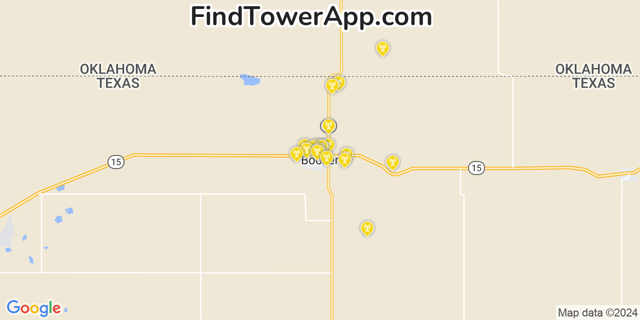 AT&T 4G/5G cell tower coverage map Booker, Texas