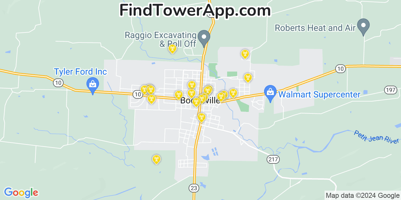 AT&T 4G/5G cell tower coverage map Booneville, Arkansas