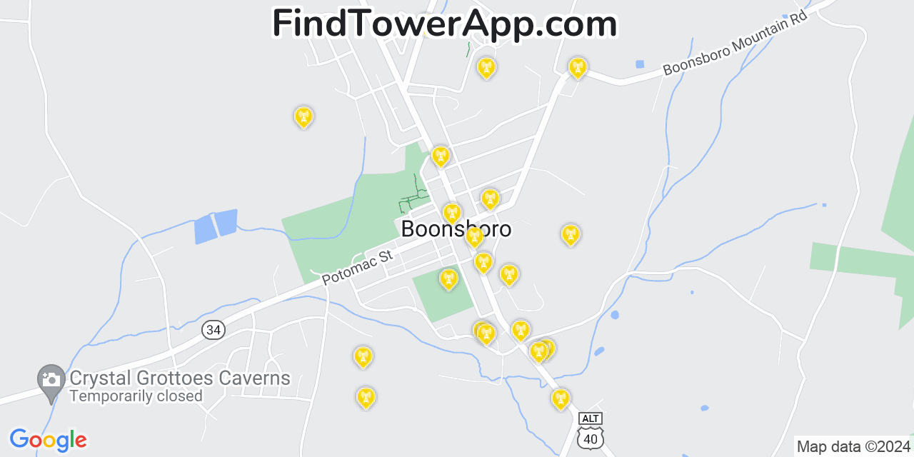 AT&T 4G/5G cell tower coverage map Boonsboro, Maryland
