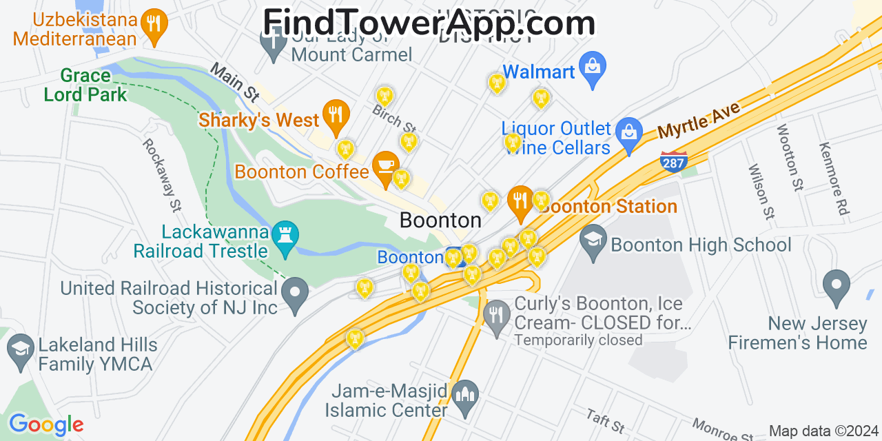 AT&T 4G/5G cell tower coverage map Boonton, New Jersey