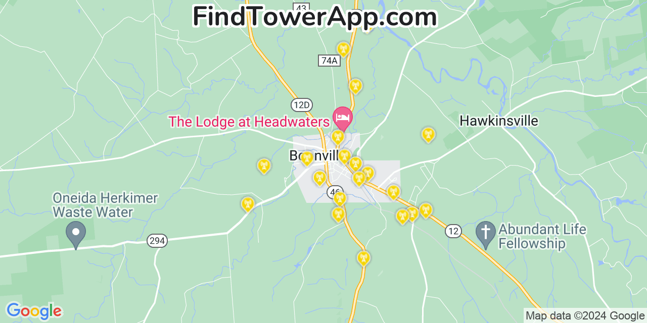 AT&T 4G/5G cell tower coverage map Boonville, New York