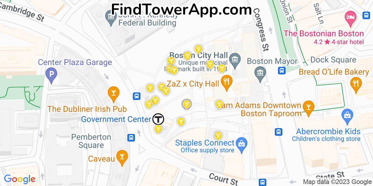 AT&T 4G/5G cell tower coverage map Boston, Massachusetts