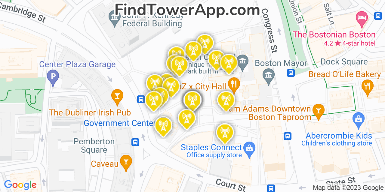 Verizon 4G/5G cell tower coverage map Boston, Massachusetts