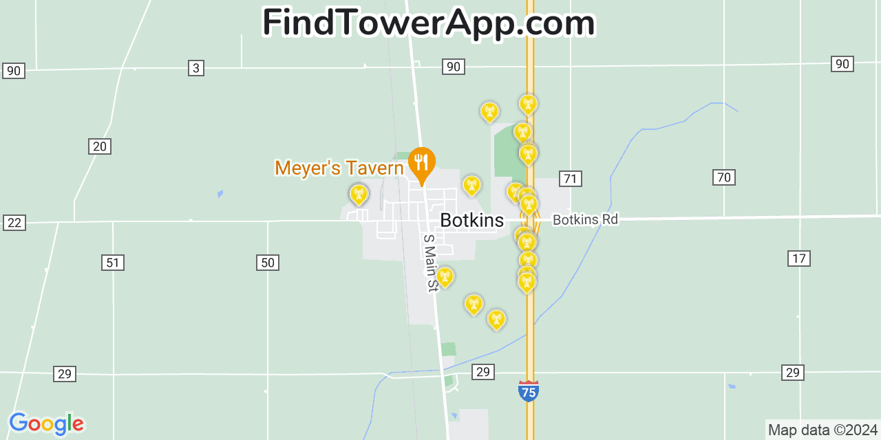 AT&T 4G/5G cell tower coverage map Botkins, Ohio