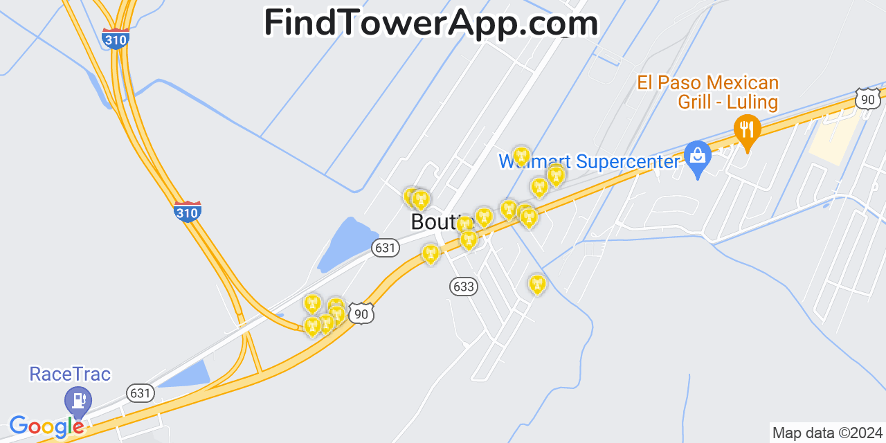 AT&T 4G/5G cell tower coverage map Boutte, Louisiana