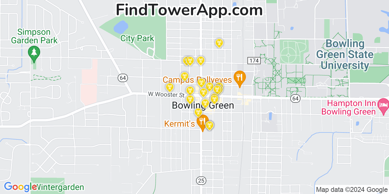 T-Mobile 4G/5G cell tower coverage map Bowling Green, Ohio