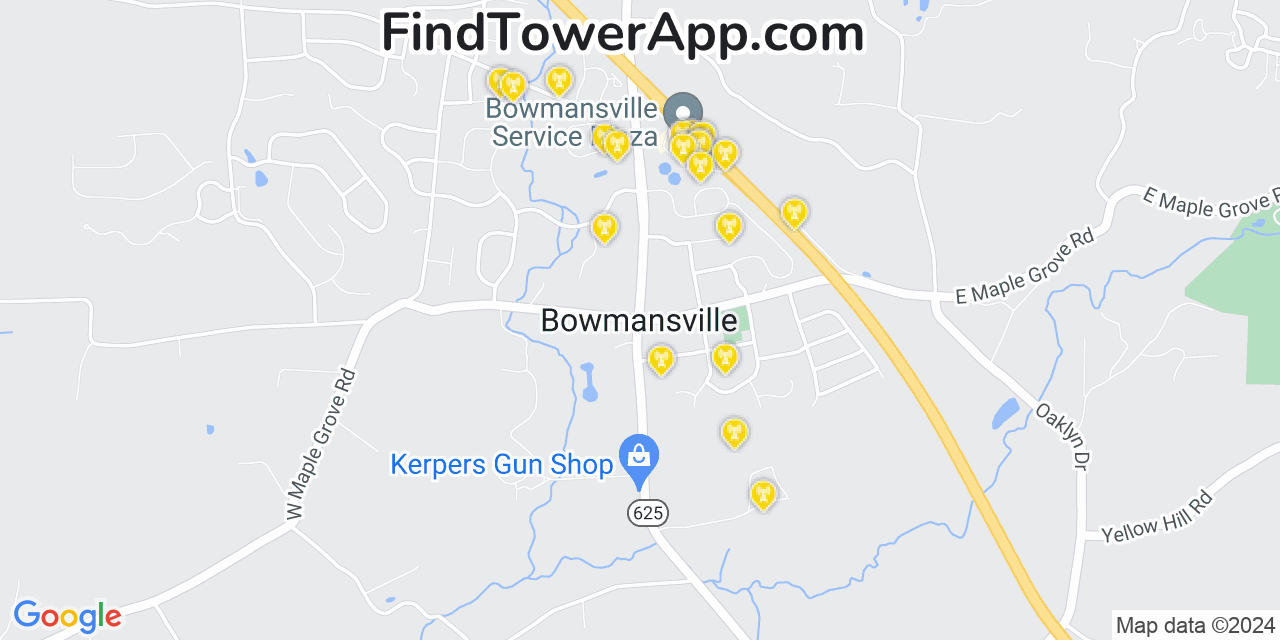 T-Mobile 4G/5G cell tower coverage map Bowmansville, Pennsylvania