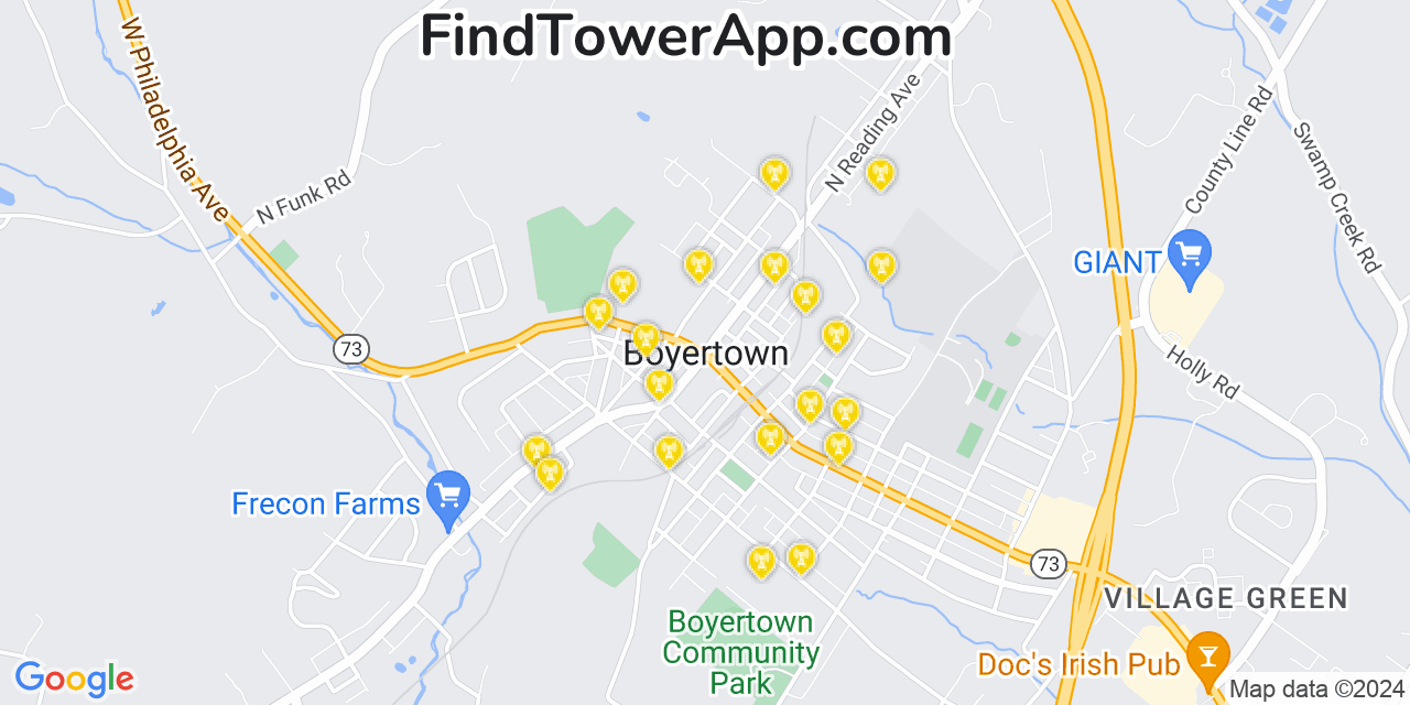 Verizon 4G/5G cell tower coverage map Boyertown, Pennsylvania