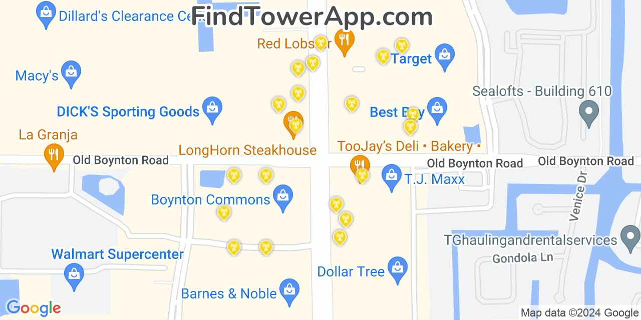 AT&T 4G/5G cell tower coverage map Boynton Beach, Florida