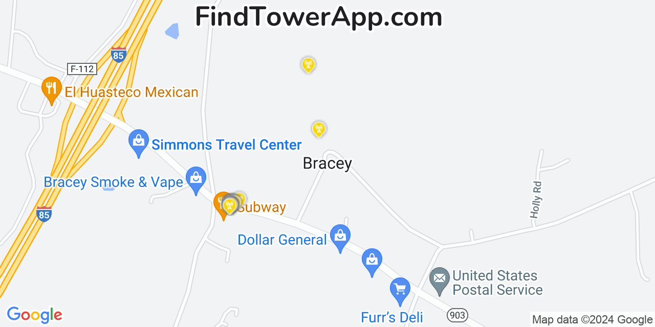 AT&T 4G/5G cell tower coverage map Bracey, Virginia