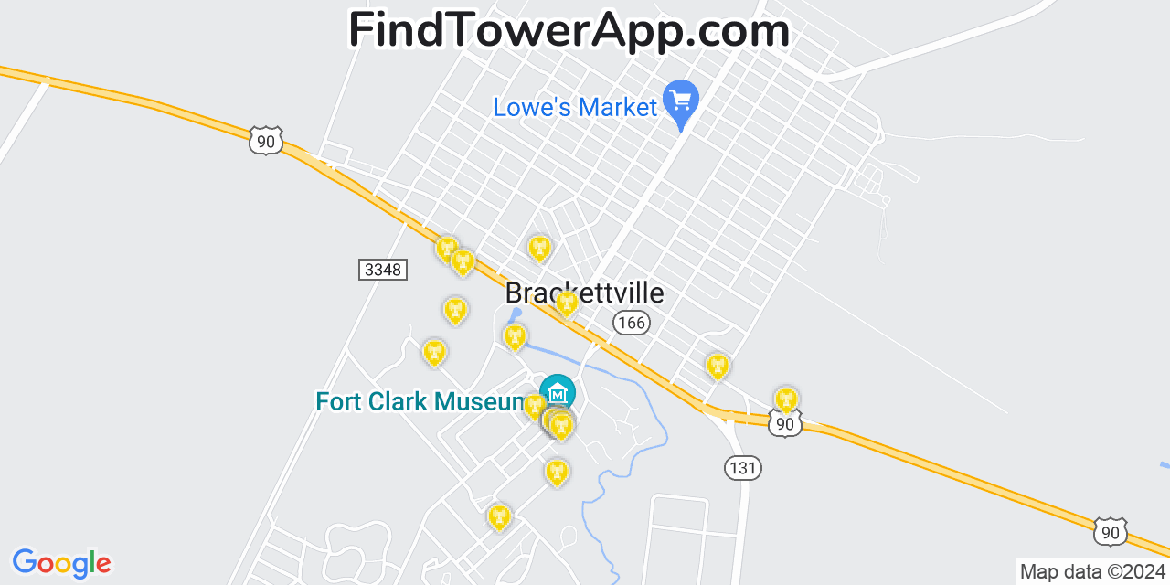 Verizon 4G/5G cell tower coverage map Brackettville, Texas