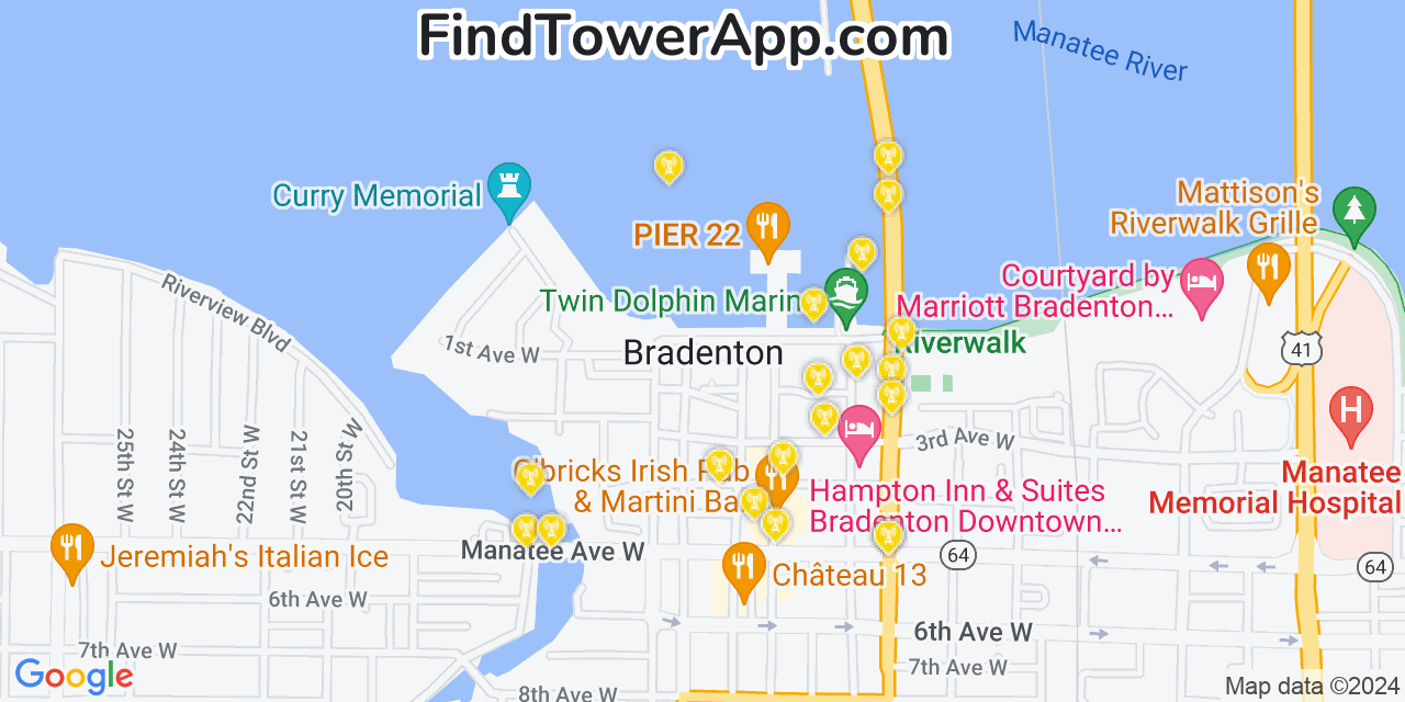 AT&T 4G/5G cell tower coverage map Bradenton, Florida