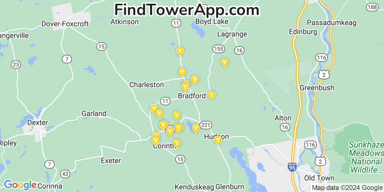 T-Mobile 4G/5G cell tower coverage map Bradford, Maine