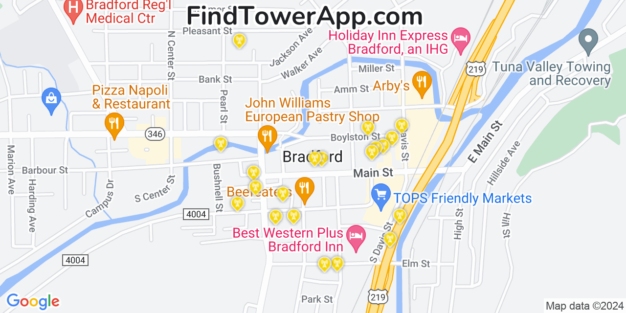 T-Mobile 4G/5G cell tower coverage map Bradford, Pennsylvania