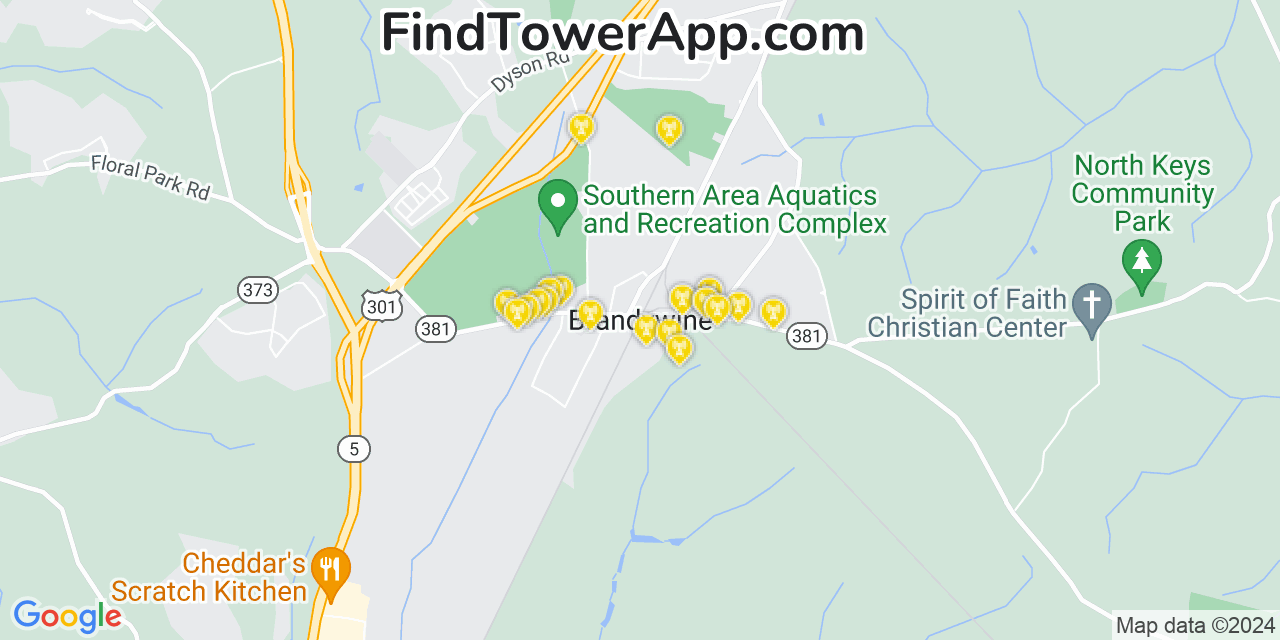AT&T 4G/5G cell tower coverage map Brandywine, Maryland