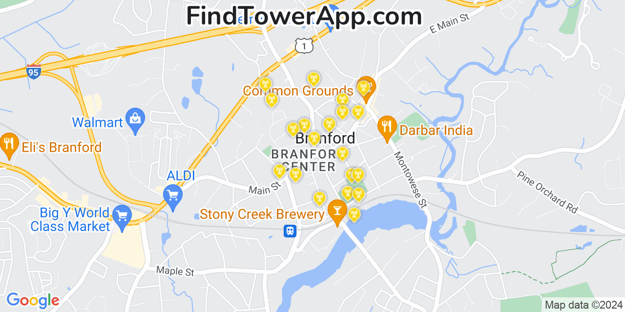 Verizon 4G/5G cell tower coverage map Branford Center, Connecticut