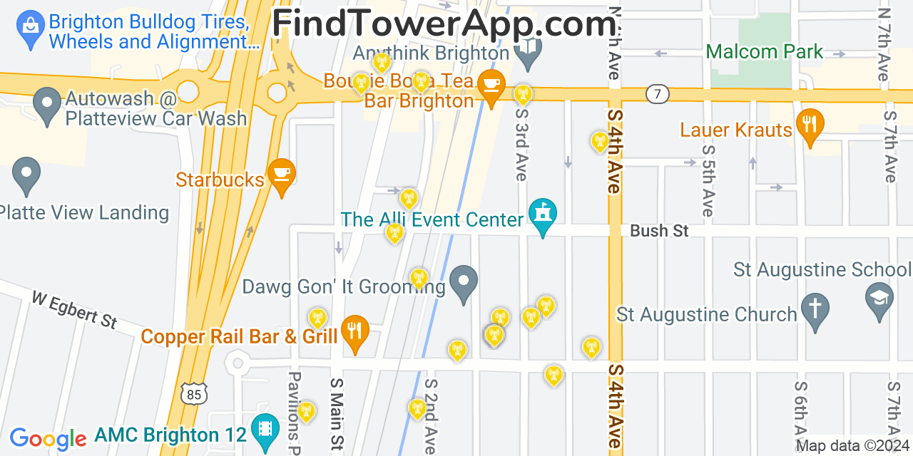 AT&T 4G/5G cell tower coverage map Brighton, Colorado