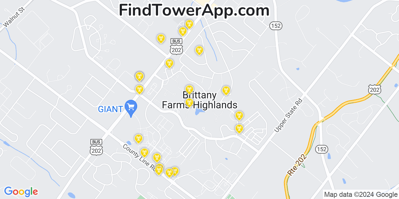 T-Mobile 4G/5G cell tower coverage map Brittany Farms Highlands, Pennsylvania