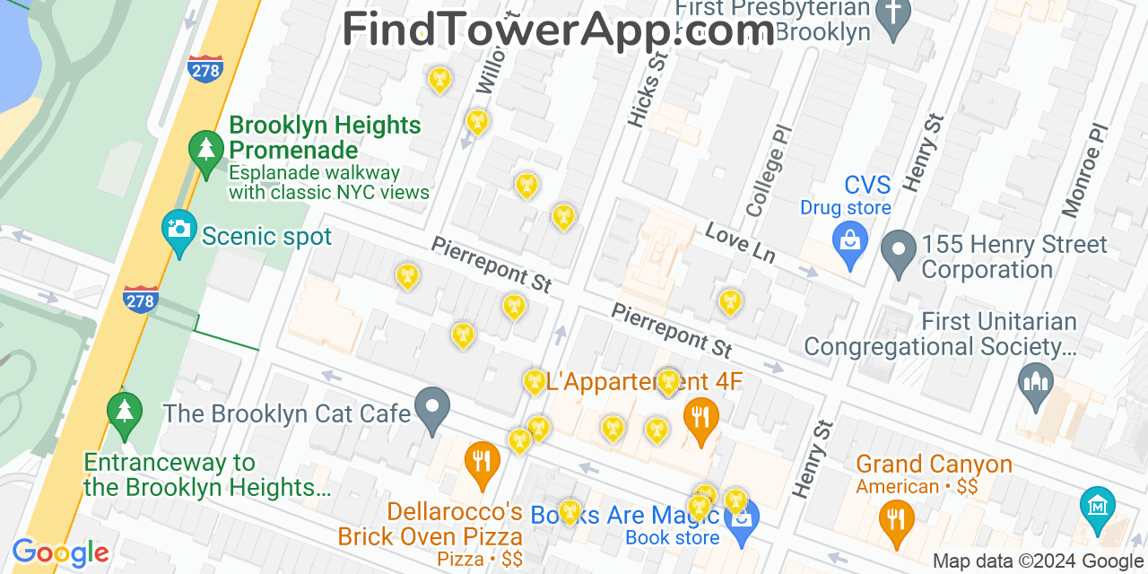 T-Mobile 4G/5G cell tower coverage map Brooklyn Heights, New York