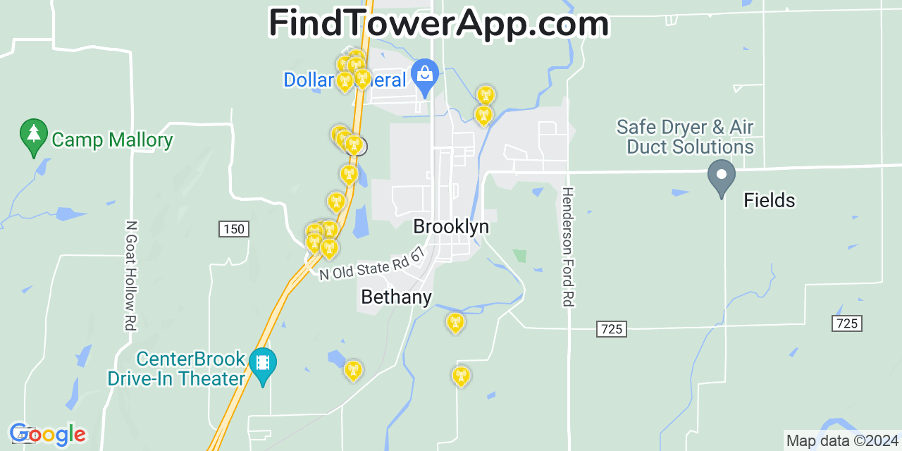 T-Mobile 4G/5G cell tower coverage map Brooklyn, Indiana