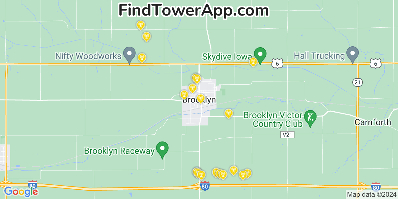 Verizon 4G/5G cell tower coverage map Brooklyn, Iowa