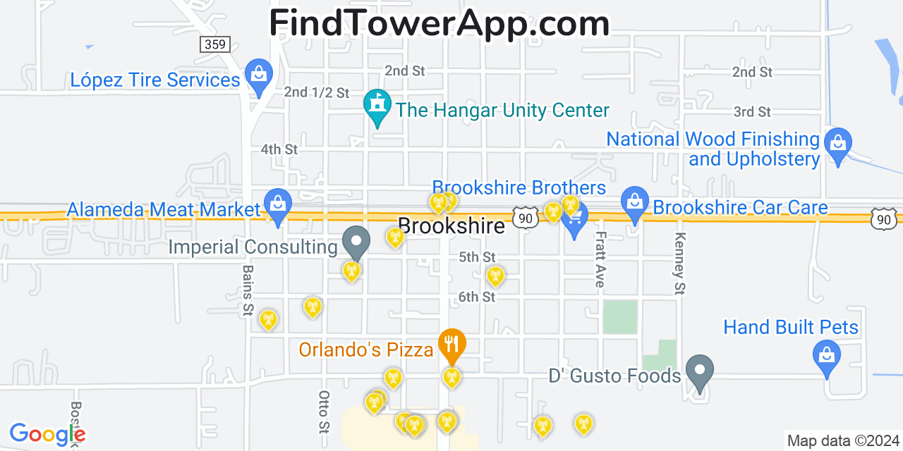 AT&T 4G/5G cell tower coverage map Brookshire, Texas