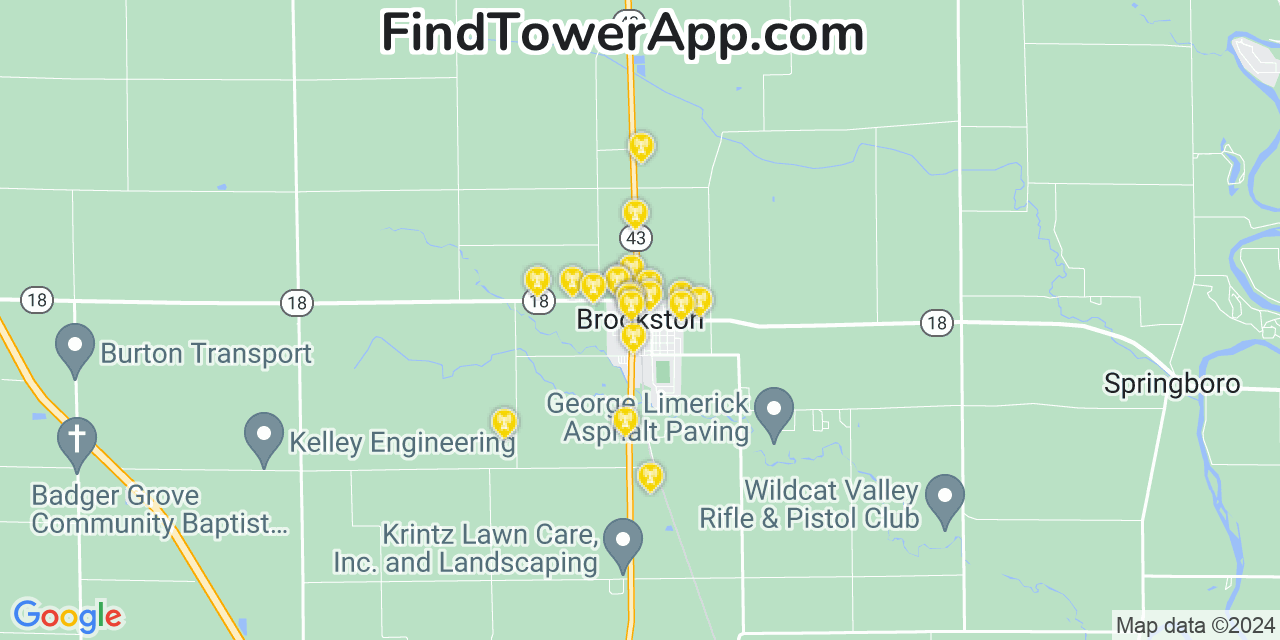 T-Mobile 4G/5G cell tower coverage map Brookston, Indiana