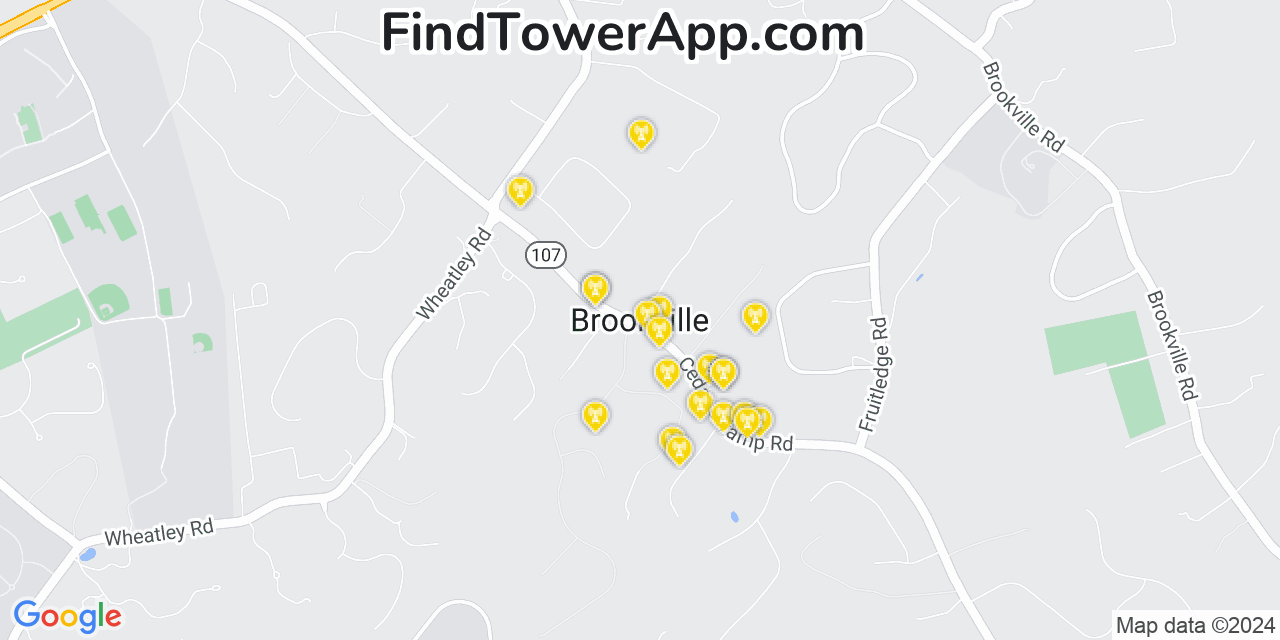 AT&T 4G/5G cell tower coverage map Brookville, New York