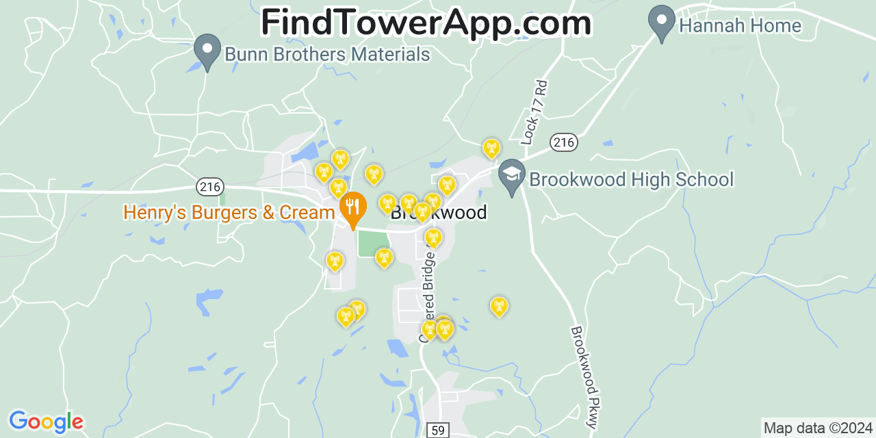 AT&T 4G/5G cell tower coverage map Brookwood, Alabama