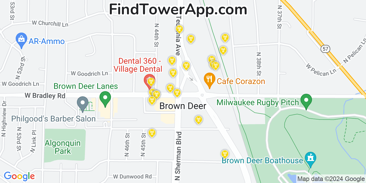 T-Mobile 4G/5G cell tower coverage map Brown Deer, Wisconsin